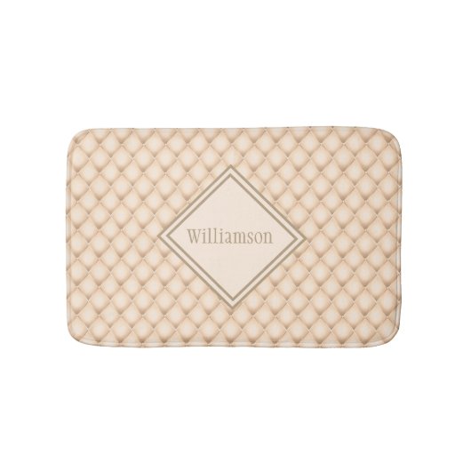 Tapis De Bain Motif géométrique Monogramme Crème Beige Diamond (Devant)