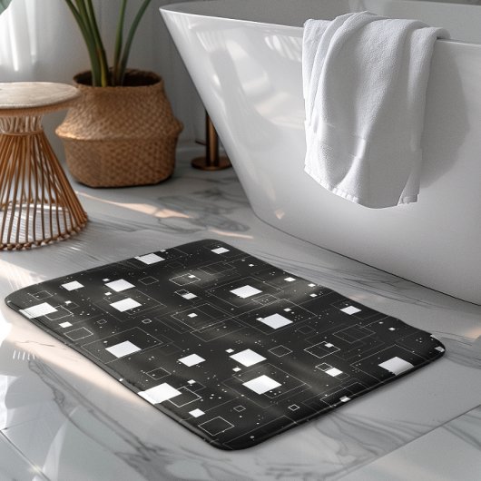 Tapis De Bain Motif géométrique noir et blanc
