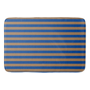 Tapis De Bain Motif géométrique Preppy Gold et Blue Stripes