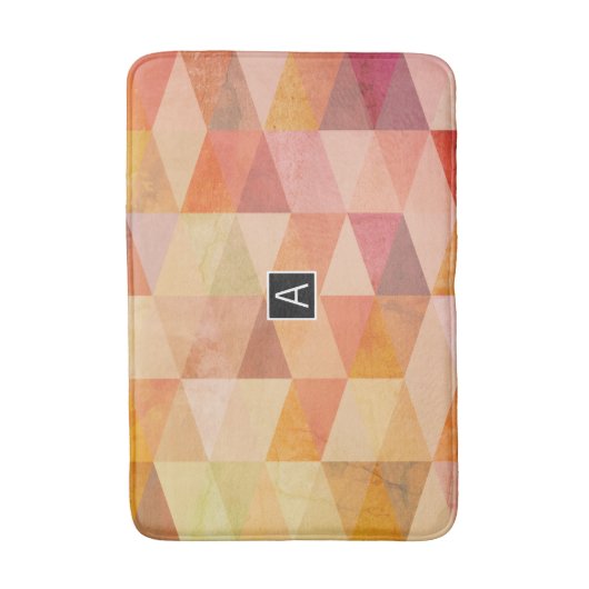 Tapis De Bain Motif géométrique Triangle souple | Monogramme (Devant (Vertical))