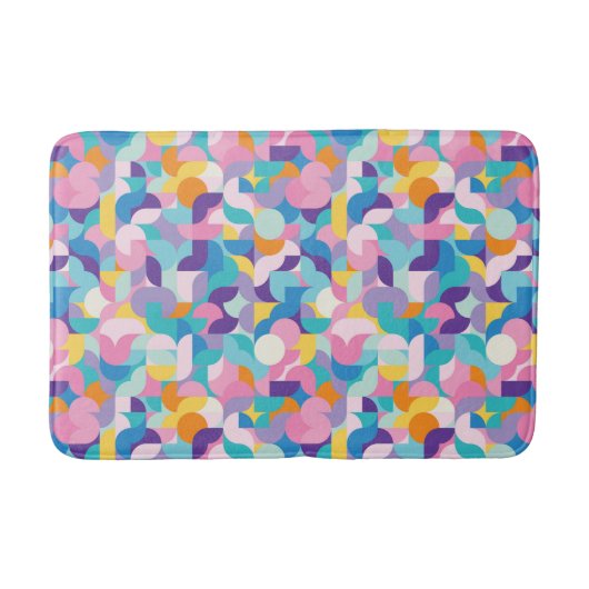 Tapis De Bain Motif géométrique violet et rose (Devant)
