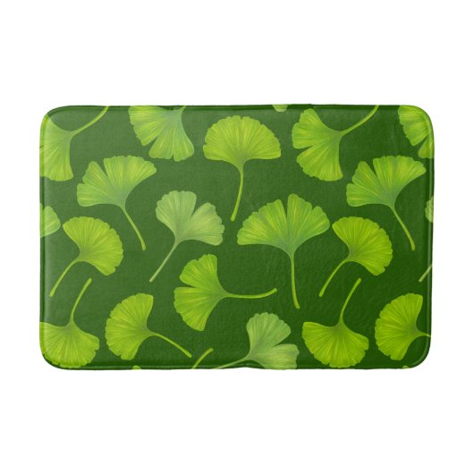 Tapis De Bain Motif Ginkgo sur vert foncé (Devant)