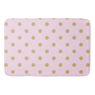 Tapis De Bain Motif girly tendance moderne à pois roses et dorés