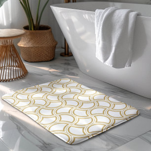 Tapis De Bain Motif Gold Art Déco en blanc