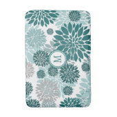 Tapis De Bain Motif graphique à fleurs gris Turquoise Aqua (Devant (Vertical))
