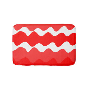 Tapis De Bain Motif horizontal rouge et blanc ondulé