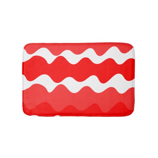 Tapis De Bain Motif horizontal rouge et blanc ondulé (Devant)