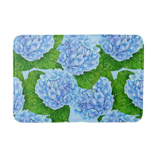 Tapis De Bain Motif hydrangée bleu (Devant)
