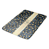 Tapis De Bain Motif léopard bleu or monogramme (Angle)