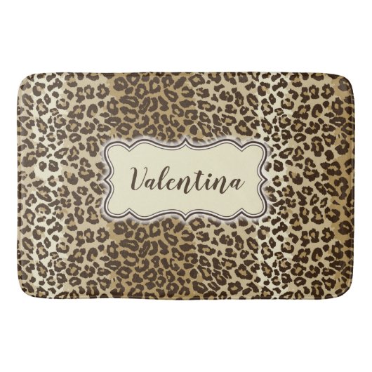 Tapis De Bain Motif Leopard classique avec nom personnalisé (Devant)