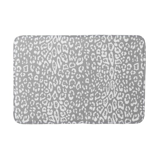 Tapis De Bain Motif léopard en blanc et gris clair (Devant)