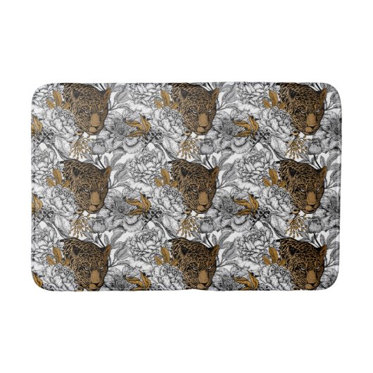 Tapis De Bain Motif Leopard & Peonies (Devant)