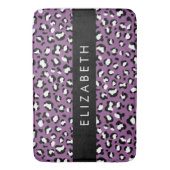 Tapis De Bain Motif léopard, Spots, Leopard pourpre, Votre Nom (devant Vertical)