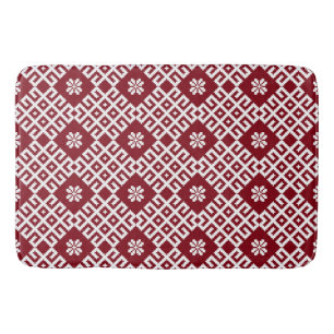 Tapis De Bain Motif letton baltique traditionnel rouge