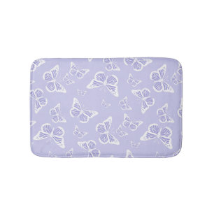 Tapis De Bain Motif Lilac Purple et White Butterfly Motif