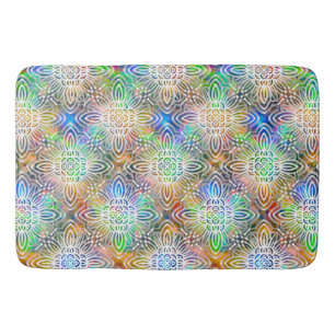 Tapis De Bain Motif Mandala Blanc Sur Des Tons Bijoux Colorés