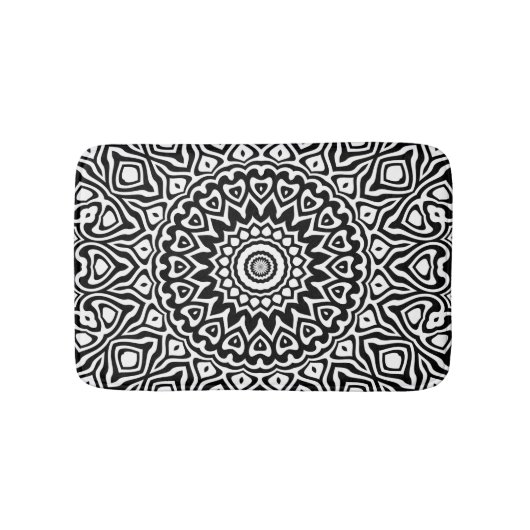 Tapis De Bain Motif Mandala noir et blanc moderne (Devant)