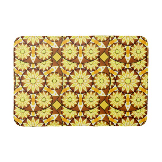 Tapis De Bain Motif Mandala, tons marron et or (Devant)
