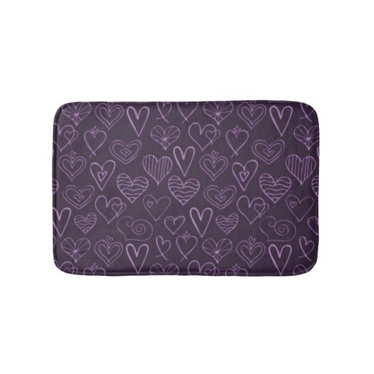 Tapis De Bain Motif moderne de coeur foncé violet (Devant)