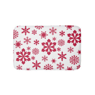 Tapis De Bain Motif moderne de flocon rouge et blanc