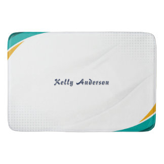 Tapis De Bain Motif Moderne Vert et Jaune avec Signature Personn