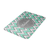 Tapis De Bain Motif Monogramme Blue & Grey Chevron (Angle)