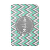 Tapis De Bain Motif Monogramme Blue & Grey Chevron (Devant (Vertical))
