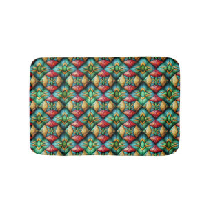 Tapis De Bain Motif mosaïque géométrique africain coloré