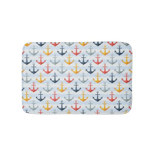 Tapis De Bain Motif nautique avec des Ancres (Devant)