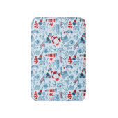 Tapis De Bain Motif Nautique Rouge Blanc Et Bleu (Devant (Vertical))