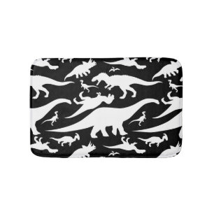 Tapis De Bain Motif noir et blanc de dinosaure