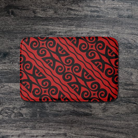 Tapis De Bain Motif Noir Et Rouge Moderne