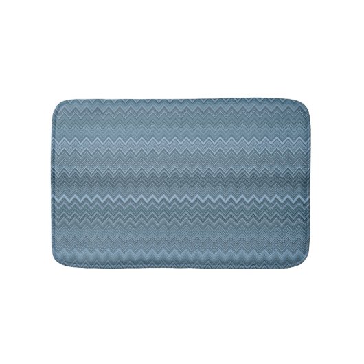 Tapis De Bain Motif ondulé zigzag gris bleu (Devant)
