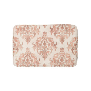 Tapis De Bain Motif ornemental aquarelle damassé pêche chaud