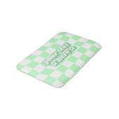 Tapis De Bain Motif Pastel Green White Checkerboard Slogan (Angle)