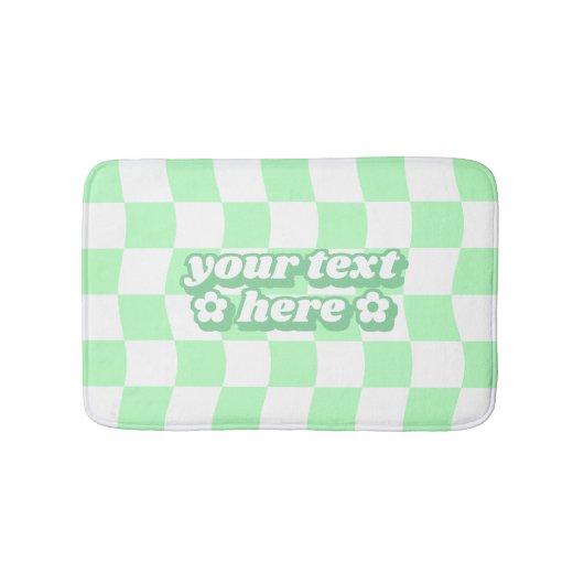 Tapis De Bain Motif Pastel Green White Checkerboard Slogan (Devant)
