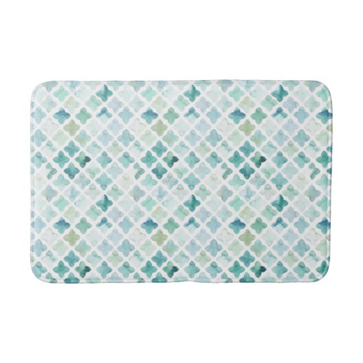 Tapis De Bain Motif peint à la main de turquoise (Devant)