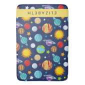 Tapis De Bain Motif, Planètes, Étoiles, Cosmos, Votre Nom (devant Vertical)