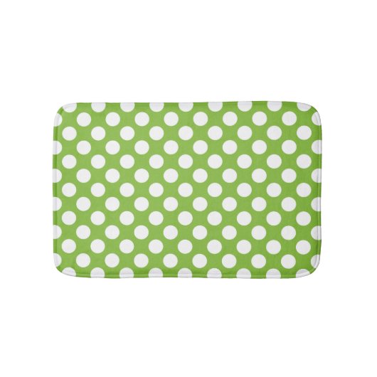 Tapis De Bain Motif pois vert et blanc (Devant)