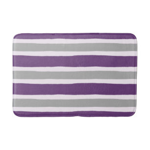 Tapis De Bain Motif pourpre et gris moderne de rayure