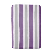 Tapis De Bain Motif pourpre et gris moderne de rayure (Devant (Vertical))