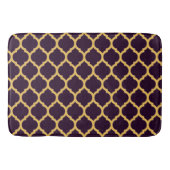 Tapis De Bain Motif Quatrefoil marocain profond violet et tan (Devant)