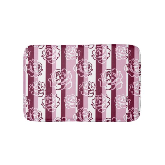Tapis De Bain Motif rayé avec des roses (Devant)
