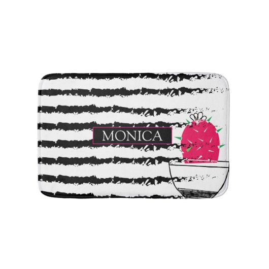 Tapis De Bain Motif rayé Cactus rose (Devant)