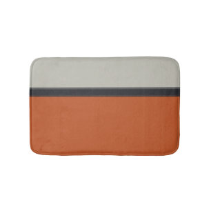 Tapis De Bain Motif rayé gris argenté Navy Orange Rouge élégant