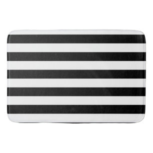 Tapis De Bain Motif rayé noir et blanc classique