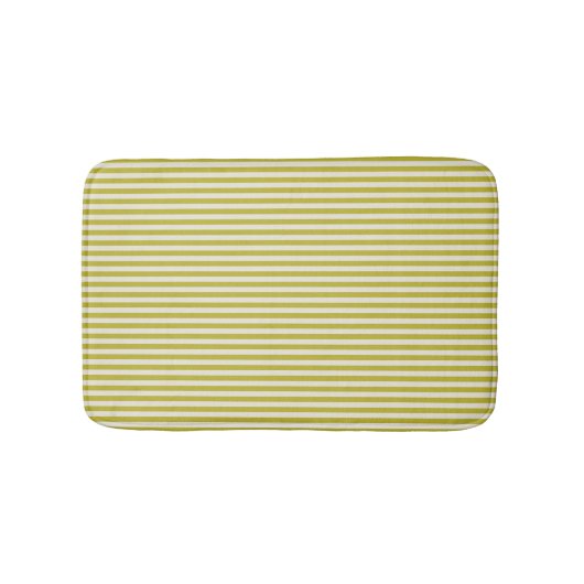 Tapis De Bain Motif rayé simple chartreuse et crème (Devant)