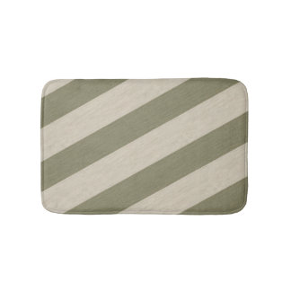 Tapis De Bain Motif rayé vertical vert sauge gras et crème