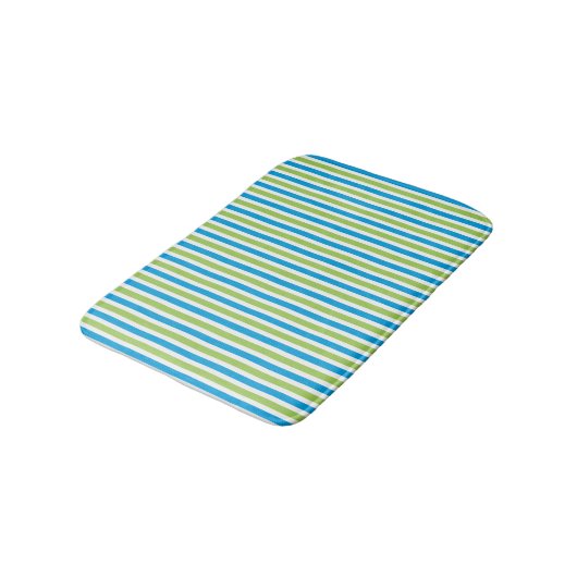 Tapis De Bain Motif rayée bleue et verte moderne (Angle)