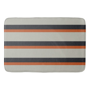 Tapis De Bain Motif rayure gris argent orange rouge moderne